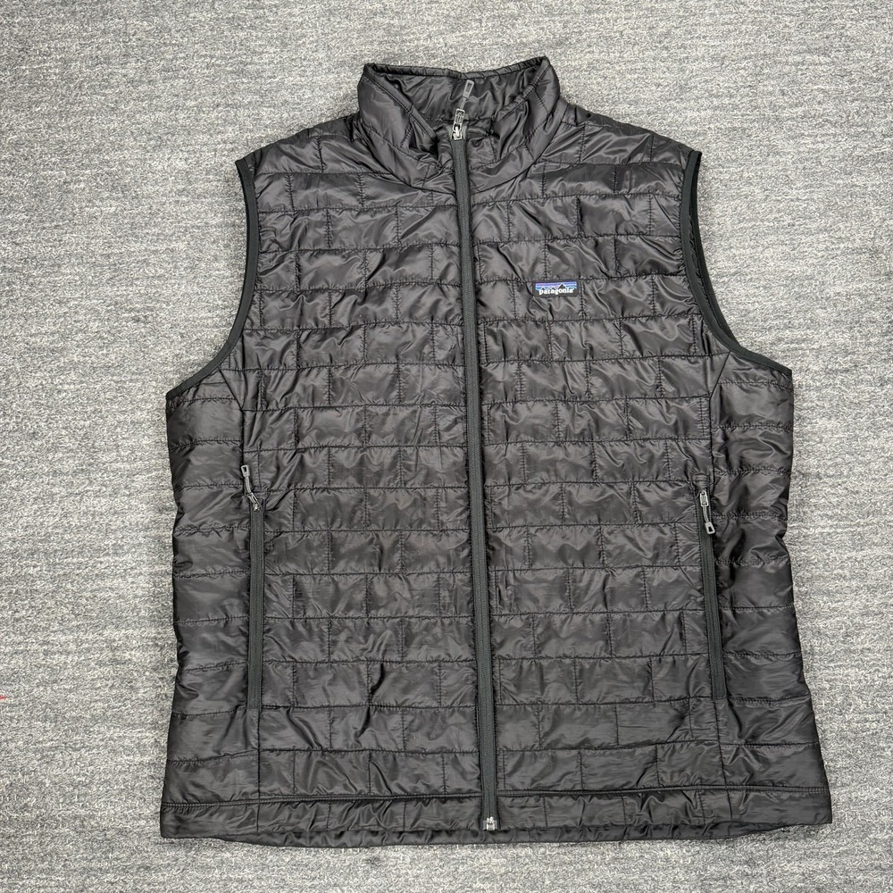 Patagonia Nano Puff Vest Men 2XL XXL Black Puffer Midlayer Hike Outdoor CG LOGO